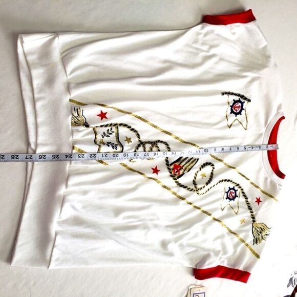 NWT K.K. Made in USA Vintage Nautical Anchor White and Red Top Sz 22W - Picture 9 of 16